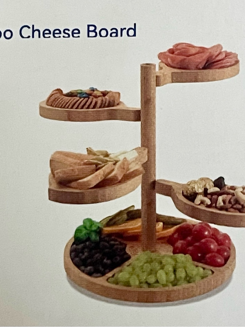 NUTCG 5-in-1 Bamboo Charcuterie Board - 360° Rotating, Detachable - Brand New